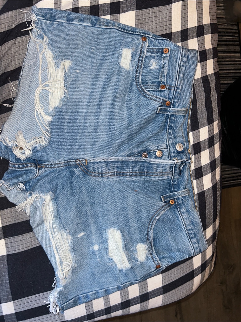 Levi's Light Blue Distressed Denim Jean Shorts